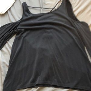 Gray cold shoulder top